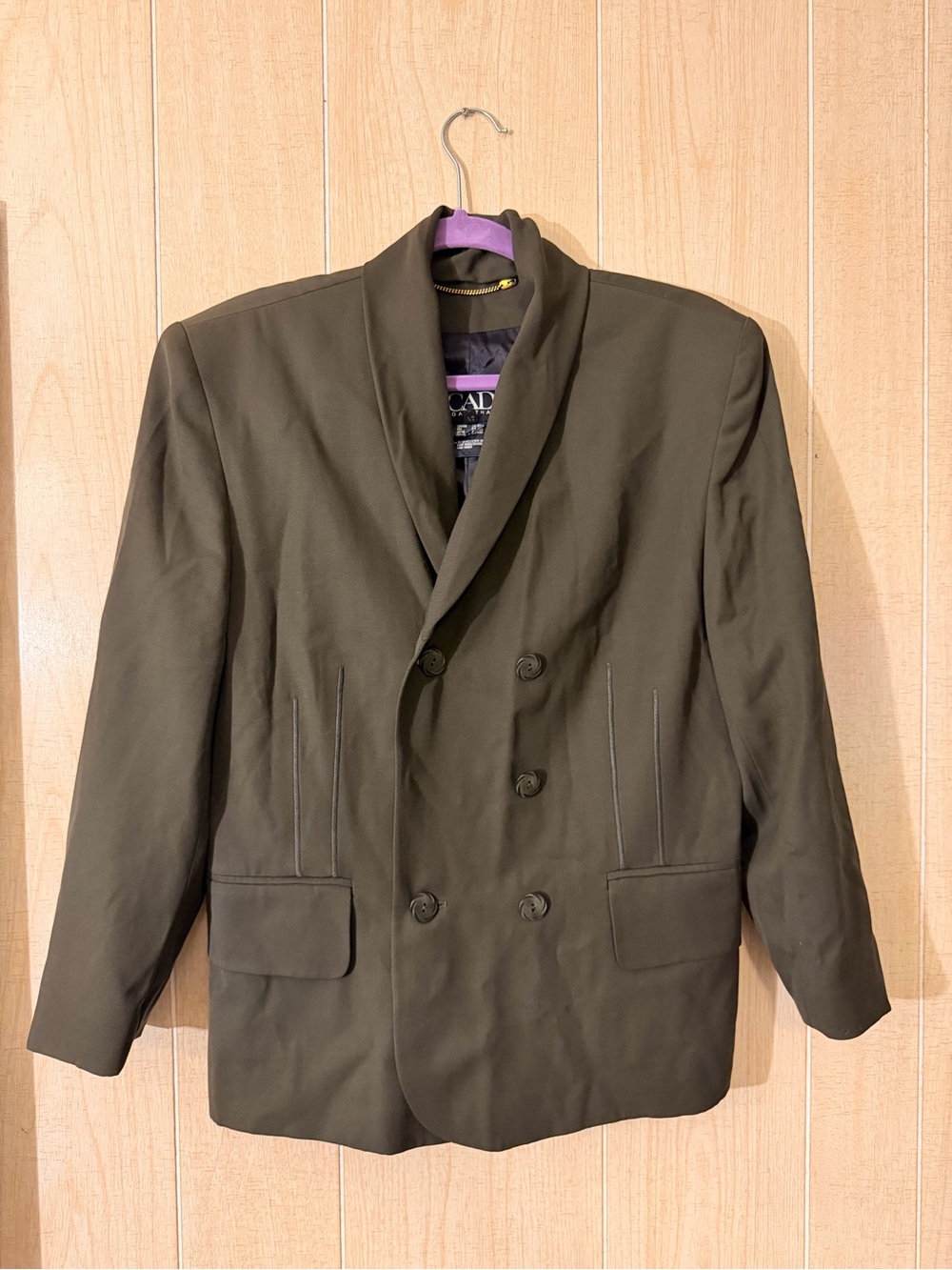 Escada by Margaretha Ley Olive Green Double-Breasted Blazer